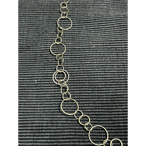 Gold Tone Chain Necklace with Hoops Marked NY. 32" - Picture 2 of 3